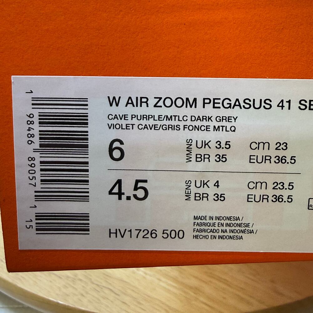 Nike Women's Air Zoom Pegasus 41 SE Running Size 6 Cave Purple |HV1726-500| - Picture 10 of 10